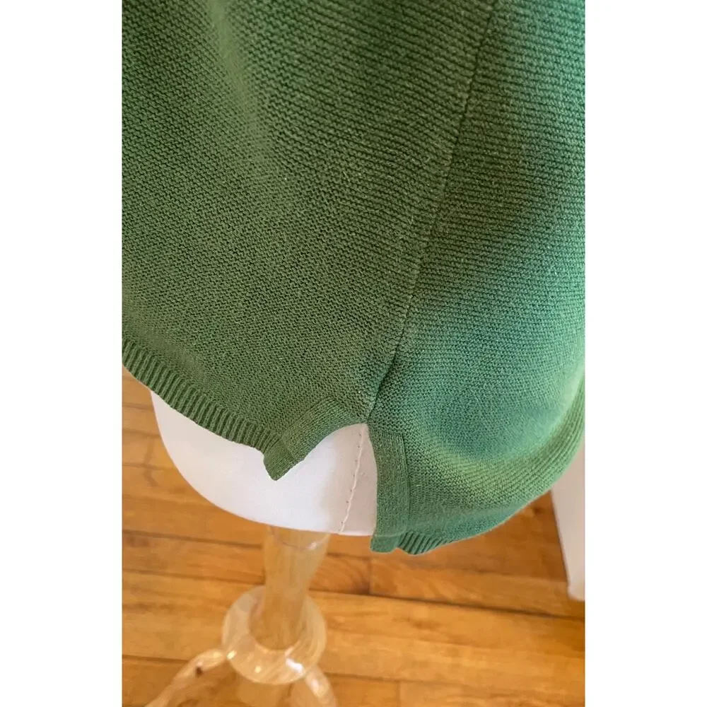 Talbots Dark Green Long Sleeve V-Neck Sweater, Cotton, Size M